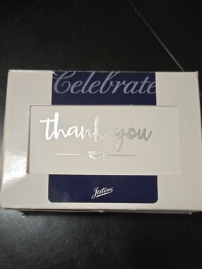 Graduation Blank Thank You Note Card - Silver & White